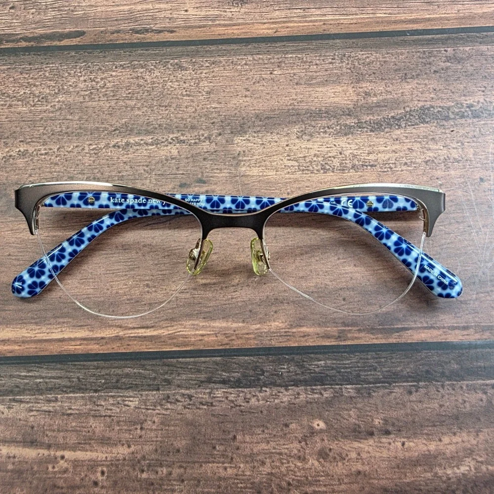 Kate‎ Spade Brieana 09Q Brown Blue Floral Cat Eye Eyeglasses Frames 50-17-140